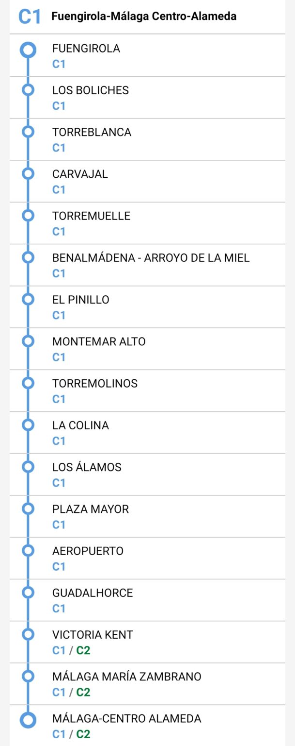 Renfe Cercan As M Laga Mapa Horarios Paradas Y Precios